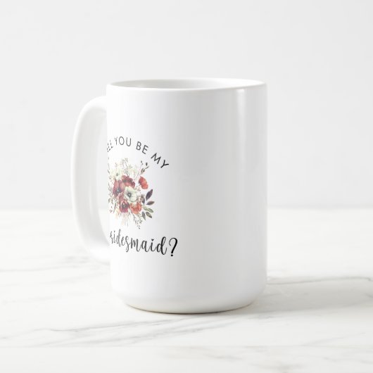 Mug Demande de témoin florale avec note sincère (Devant gauche)
