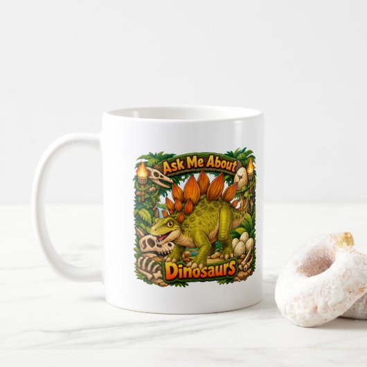 Mug Demandez-moi des dinosaures | Chocolat chaud | (Avec donut)