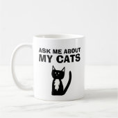 Mug Demandez-Moi Mon Chat Blanc Noir Tuxedo Kitten (Gauche)