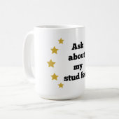 Mug "Demandez mon frais d'études" - Noir avec des étoi (Devant gauche)