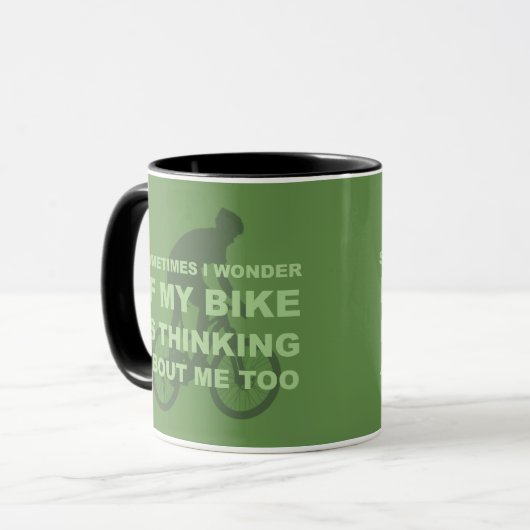 Mug Demandez-vous si mon vélo pense au vert imitation (Devant gauche)