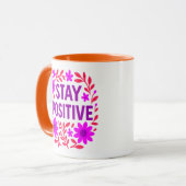 Mug Demeurez un devis de motivation florale positif (Devant gauche)