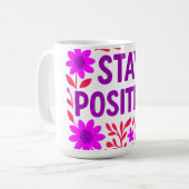 Mug Demeurez un devis de motivation florale positif (Devant gauche)