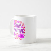 Mug Demeurez un devis de motivation florale positif (Devant gauche)