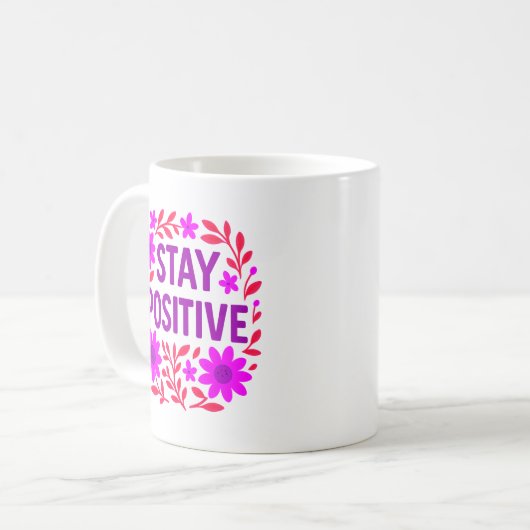 Mug Demeurez un devis de motivation florale positif (Devant gauche)
