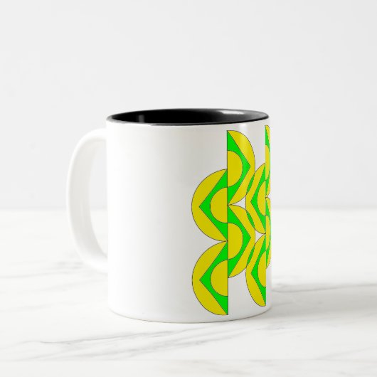 Mug demi-cercles triangles vert jaune (Devant gauche)