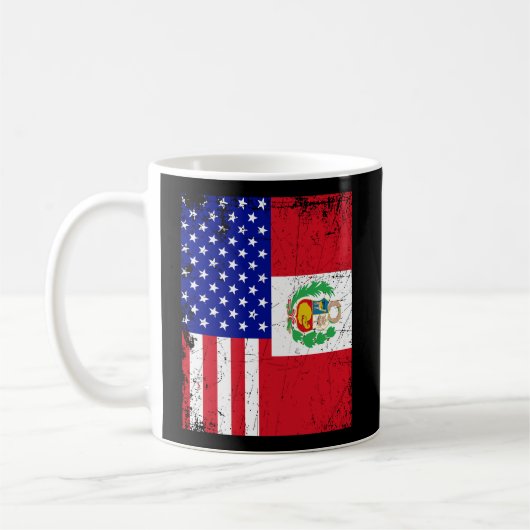 Mug Demi-Pérou Pérou moitié Usa Drapeau Fière (Gauche)