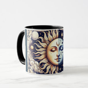 Mug Demi-soleil céleste vintage et bleu lune jaune