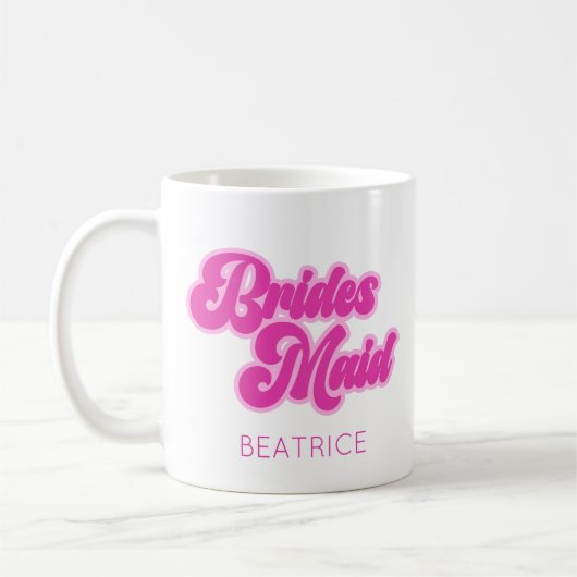 Mug Demoiselle d'honneur Bubble Gum Rose Rétro Nom Per (Gauche)