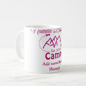Mug Demoiselle d'honneur de camp rose ajouter nom date (Devant gauche)