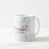 Mug demoiselle d'honneur de marbre blanche d'or rose (Devant droit)