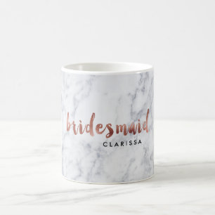 Mug demoiselle d'honneur de marbre blanche d'or rose
