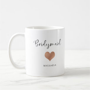 Mug Demoiselle d'honneur   Écriture tendance et cœur