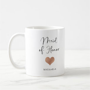 Mug Demoiselle d'honneur Écriture tendance et cœur