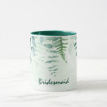 Mug Demoiselle d'honneur eucalyptus verdure mariage ve<br><div class="desc">Un fond aquarellé vert et blanc. Décoré de feuillage de verdure d'eucalyptus et de fougère des bois. Avec le texte : Demoiselle d'honneur.</div>