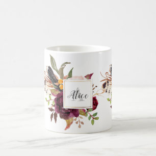 Mug Demoiselle d'honneur Fleurs aquarelles Monogram Ma