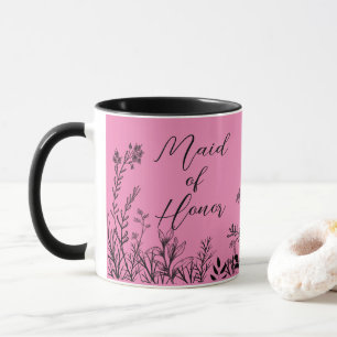 Mug Demoiselle d'honneur Fleurs sauvages roses Doodles
