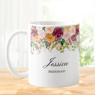 Mug Demoiselle d'honneur florale de jardin de rose de