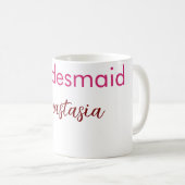 Mug demoiselle d'honneur hashtag rose clair ajouter no (Devant droit)