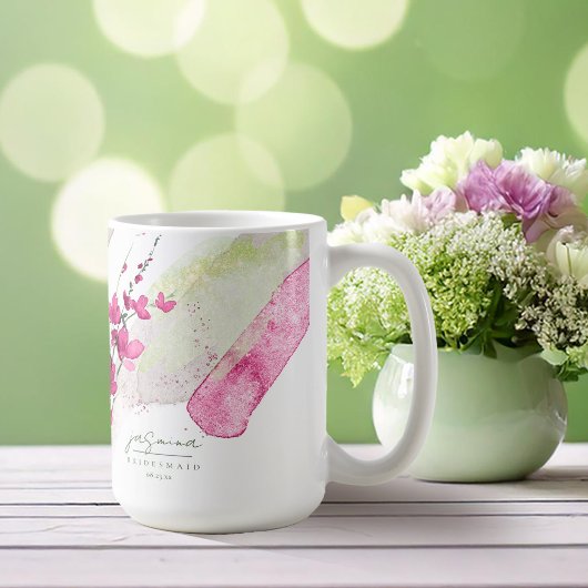 Mug Demoiselle d'honneur mariage champêtre Fuchsia ID9