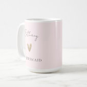Mug Demoiselle d'honneur rose écriture moderne cœur (Devant gauche)