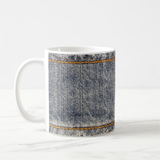 Mug Denim Blue Jeans : Décontracté Double Patch (Gauche)