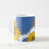 Mug Denim hearts made of fabric with torn edges and le (Devant gauche)