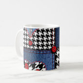 Mug Denim Patchwork : Motif en tissu transparent (Devant gauche)
