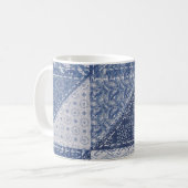 Mug Dénim Triangle Patchwork Texture Vintage. (Devant gauche)
