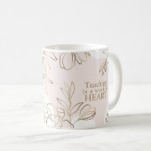 Mug d'enseignant personnalisé rose avec fleurs (Devant droit)
