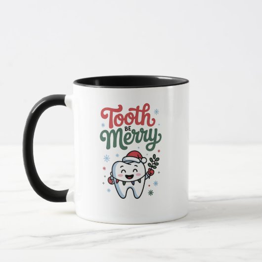 Mug Dent pour être joyeuse Dentiste Noël Xmas (Gauche)