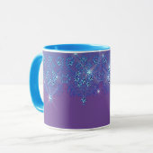 Mug Dentelle bleu et violet brillant diamant look élég (Devant gauche)