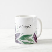 Mug Dentelle d'aquarelle violette Abstraite Lotus (Devant droit)