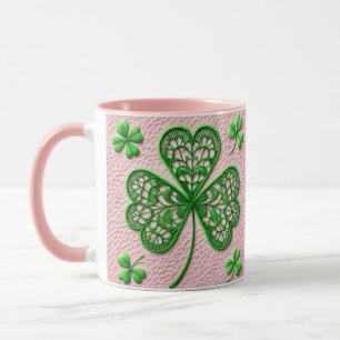 Mug Dentelle de coquette florale shamrock Saint Patric