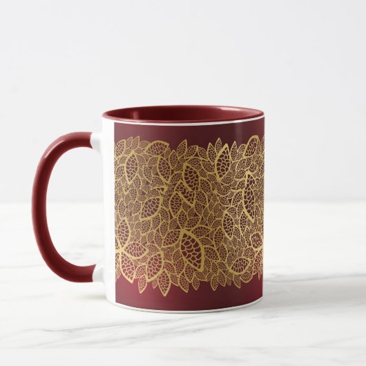 Mug Dentelle d'or de feuille sur l'arrière - plan (Gauche)