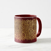 Mug Dentelle d'or de feuille sur l'arrière - plan (Devant droit)