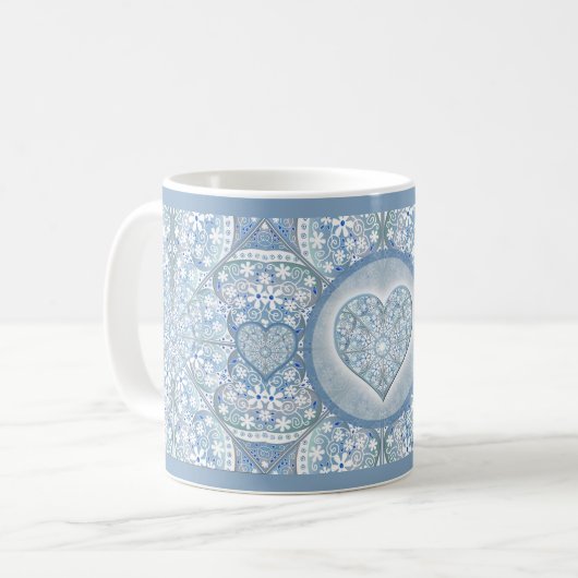 Mug Dentelle en céramique bleu clair (Devant gauche)