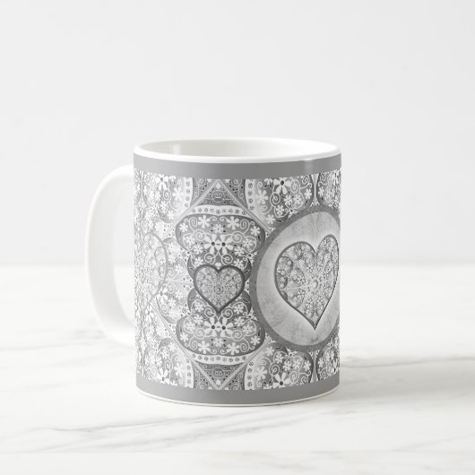 Mug Dentelle en céramique Gris (Devant gauche)