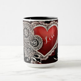 Mug Dentelle et Coeurs modernes amour