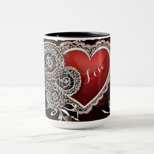 Mug Dentelle et Coeurs modernes amour (Centre)