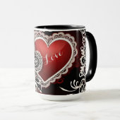 Mug Dentelle et Coeurs modernes amour (Devant droit)