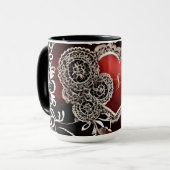 Mug Dentelle et Coeurs modernes amour (Devant gauche)