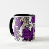 Mug Dentelle fleurie Abstraite violette rose vintage (Devant gauche)