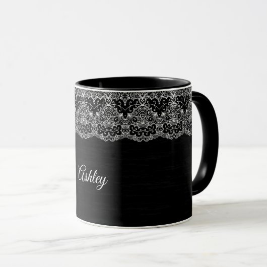 Mug Dentelle florale blanche (Devant droit)