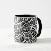 Mug Dentelle florale Noir Blanc (Devant droit)