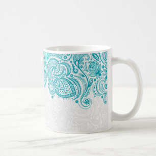 Mug Dentelle Florale Turquoise Et Blanche