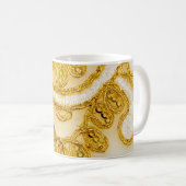Mug Dentelle jaune doré rayé. texture Arrière - plan, (Devant droit)
