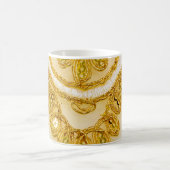 Mug Dentelle jaune doré rayé. texture Arrière - plan, (Centre)