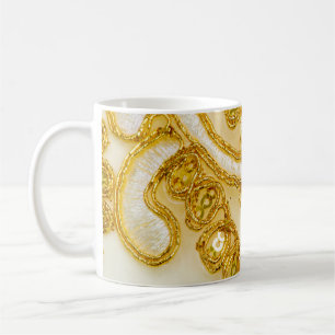 Mug Dentelle jaune doré rayé. texture Arrière - plan,