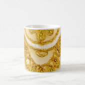 Mug Dentelle jaune doré rayé. texture Arrière - plan, (Centre)